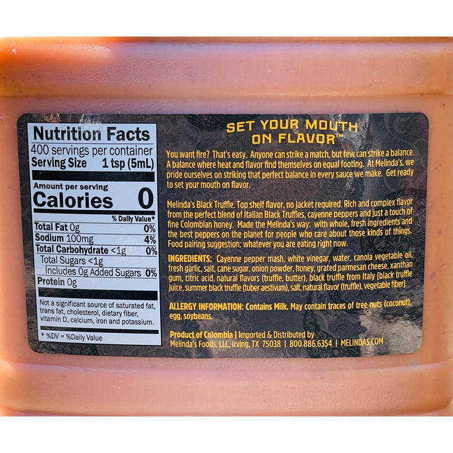 Melinda's Black Truffle Hot Sauce 1/2 Gallon