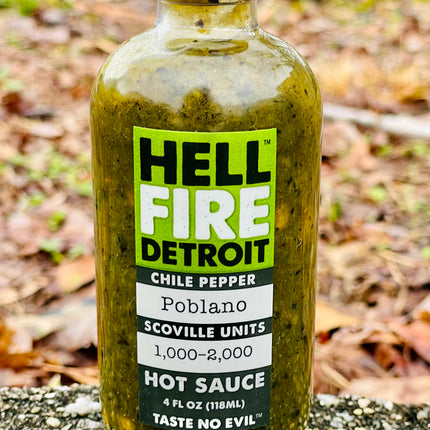 Hell Fire Detroit Poblano Hot Sauce - 4 oz. (BB-6/2024)