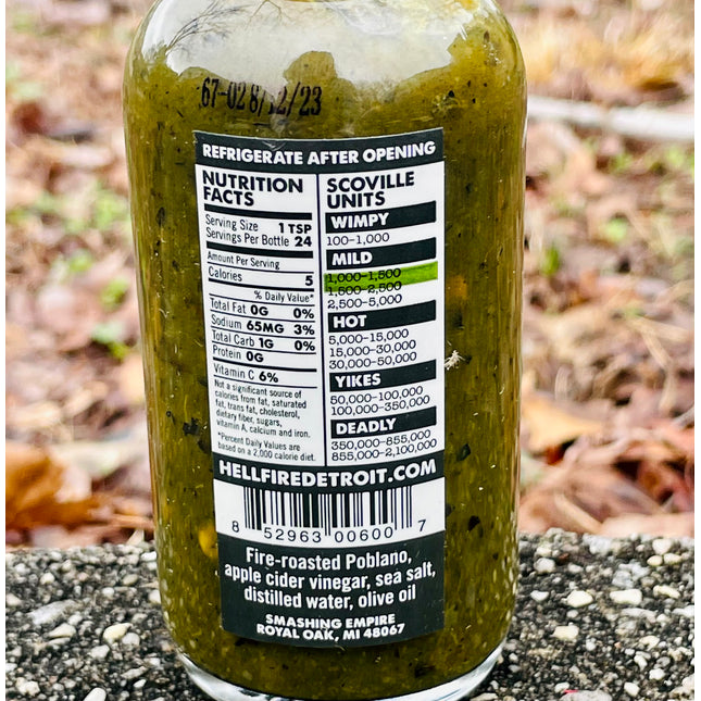 Hell Fire Detroit Poblano Hot Sauce - 4 oz.